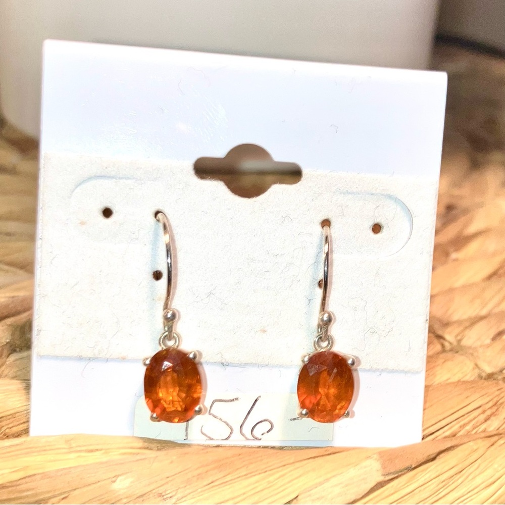 Madeira Citrine Gemstone Dangle Earrings Set in Silver - Picture 6 of 6